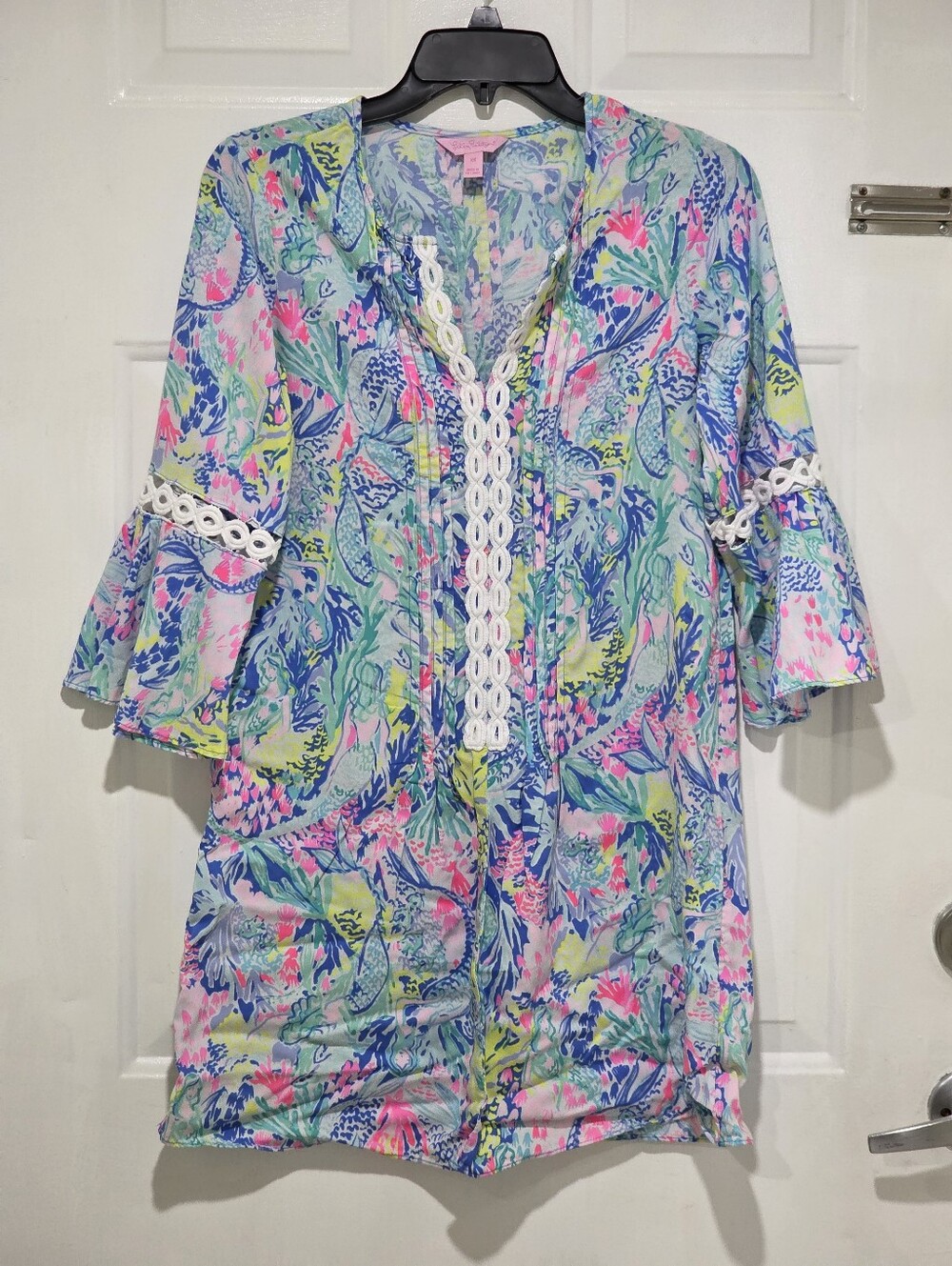 Lilly Pulitzer Pastel Floral Lace-Trim Swim Cover-Up